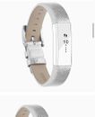 Ladies genuine leather fitbit alta strap, silver effect finish, new.