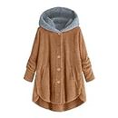 Cyber of Monday Us Winter Coats for Women Plus Size Sherpa Teddy Jackets Fuzzy Fleece Button Up Color Block Hoodie Sweatshirts Senior Discounts On Prime Membership Fees