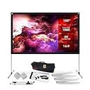 Pyle Projector Screen with Stand - 100" 16:9 HD 4K Portable Lightweight Freestanding Foldable Indoor Outdoor Movie Projection Display with Frame for Home Theater