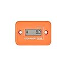 Jayron Tach Hour Meter Digital LCD Inductive Tachometer No Battery Powerful Timing RPM Measuring Waterproof Design,for Gas Engine Lawn Mower Motorcycle Snowmobile Generator (2/4 Stroke) (Orange)