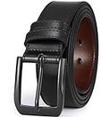 beltox fine Men’s Casual Leather Jeans Belts 1 1/2” Wide 4MM Thick Alloy Prong Buckle Work Dress Belt for Men（Black Belt with Black Buckle，48-50）
