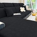 hyha Couch Cushion Covers, Stretch Sofa/Couch Seat Cushion Covers, Thick Jacquard Fabric, Sofa Slipcovers, Couch Cushion Covers for Pets (Medium, Black)
