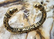 Brass Panther Cuff Bracelet Rustic Handmade Jewelry #477