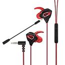 VersionTECH. Gaming-Headset mit Dual-Mikrofon, In-Ear-Kopfhörer für Ps5 Ps4, Xbox One, Nintendo Switch, Xbox Series X|S, Playstation 4 5, Gaming In-Ear Jack 3,5 mm Rot