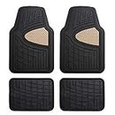 Automotive Floor Mats Beige Universal Fit Heavy Duty Rubber fits Most Cars, SUVs, and Trucks, Full Set Trim to Fit FH Group F11311BEIGE