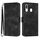 Wallet Case Compatible for Samsung Galaxy A20e/A10e With Card Holder TPU Shockproof Shell | Premium PU Leather Flip Phone Case Slots Magnetic Stand Protective Cover | Black