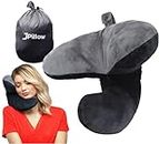 (Black and Grey) - J-Pillow Chin Supporting Travel Pillow - 2020 Version - British Invention of The Year Winner - Supports Your Head, Neck & Chin (Black)