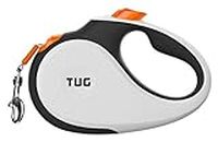 TUG 360° Tangle-Free Retractable Dog Lead for Up to 25 kg Dogs | 5 m Strong Nylon Tape/Ribbon | One-Handed Brake, Pause, Lock (Medium, White/Orange)
