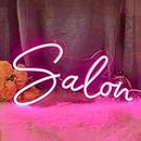 VNDRA™: LED SALON Neon Sign Light decor Nails Spa Beauty Studio LED Wall Art Decor Sign for Business Stores Logo Barber Neon Light Wall Sign Tattoo Salon Studio Shop Window Display (pink SALON)