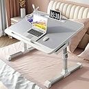 Laptop Desk for Bed, Adjustable Bed Table with USB Charge Port, Foldable Laptop Table with Storage Drawer for Eating, Working, Writing, Portable Laptop Bed Desk Stand Tray Table for Bed or Sofa