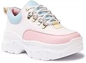 layasa Lace-Up Sneakers Lightweight Casual Sneakers for Women/Girls_6 White/Pink