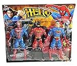 chakrika Super Heros Action Figures Set with LED Light on Chest & All Movable Joints| ko Justice League | (Medium, 17Cms) (3 in 1)