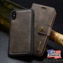 For iPhone X 8/7/6s Plus Leather Removable Wallet Magnetic Flip Card Case Cover