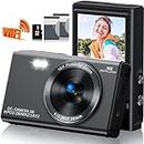 Digital Camera, Saneen 4K WiFi Kids Cameras for Photography, Compact Camera with 32GB SD Card, 16X Digital Zoom, 2.8" Big Screen, 2 Rechargeable Batteries, 4K 2.7K 1080P & 64MP 48MP 30MP-Black
