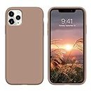 iPhone 11 Pro Max Case, DUEDUE Liquid Silicone Soft Gel Rubber Sim Cover with Microfiber Cloth Lining Cushion Shockproof Full Body Protective Anti Scratch Case for iPhone 11 Pro Max 6.5 inch 2019 Release,Light Brown