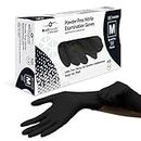 Farla Medical MediHands Disposable Medium Nitrile Gloves - Powder Free and Latex Free Surgical Gloves - Multi-Purpose, Single Use Medical Gloves - Box of 100, Black