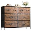WLIVE Dresser for Bedroom with 8 Drawers, Wide Fabric Dresser for Storage and Organization, Bedroom Dresser, Chest of Drawers for Living Room, Closet, Entryway, Rustic Brown Wood Grain Print
