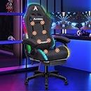 ALFORDSON Gaming Office Chair with 12 RGB LED Lights & 8 Point Massager, Linen Executive Racing Computer Chair with Lumbar Support Footrest & High Back, Fabric Ergonomic Desk Chair for Gamer Dark Grey