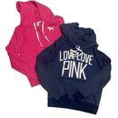 Pink Victoria's Secret Tops | Lot Of 2 Pink Victoria Secret Hoodies - Blue Hoodie & Full Zip Pink Hoodie Small | Color: Blue/Pink | Size: S