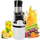 Masticating Juicer Machine for Whole Fruits and Vegetables, Cold Press Slow Juicer with Wide Mouth 80mm Feeding Chute, Reverse Function Quiet Motor Fresh Healthy Juice Extractor (White)