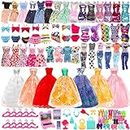 BARWA 52 Pack Doll Clothes and Accessories 3 Wedding Gown 6 Fashion Sequins Dresses 3 Tops 3 Pants 3 Swimsuits 5 Mini Skirts 32 Pcs Computer Shoes Hangers Cosmetic Accessories for 11.5 Inch Dolls