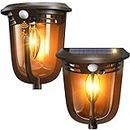 Solar Lights Outdoor Motion Sensor, Quntis 2 Pack Solar Wall Scones, Dusk to Dawn Solar Wall Lanterns with 2 Lighting Modes, Waterproof Solar Wall Lights for Front Door Deck Fence Patio Yard Porch