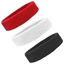 STEFFER Sport Headband for Men and Women - Sports Headband for Workout & Running, Gym Workout,Yoga Sweatband-All Sports Wear Headband Fitness Band Unisex Breathable, Non-Slip Sweat Head Bands for Long Hair, Sport Headband for Men and Women - Sports Headband for Workout & Running, Breathable, Non-Slip Sweat Head Bands for Long Hair, Pack of ( PACK OF 3 ) Red+Black+White