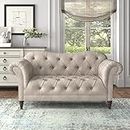 Maroosh Chesterfield Solid Wood Fabric Comfy Two Seater Button Tufted Sofa Couch/Love Seat Sofa in Rectangular for Living Room/Bedroom/Home Office (2 Seater Sofa, Beige)