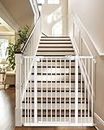 InnoTruth Baby Gate for Stairs and Doorways 29"- 39.6", Extra 36" Tall Dog Gate No Drill Wall Protected, 45cm Wide Walk Thru Auto Close Metal Child Gate, Easy to Install and One-Hand Opening, White