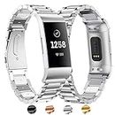 BDIG Compatible para Fitbit Charge 3 Charge 4 Correa de Metal, Correa Fitbit Charge 4 Charge 3 de Acero Inoxidable Reemplazo Wristband Pulseras de Bandas para Fitbit Charge 3/4 (Plata)