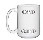 Funny Coffee and Tea Mugs for Programmer, Engineer, Web Developer - Begin Coffee End Coffee - Funny HTML Joke Gift Cup (Begin Coffee End Coffee)