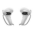 AMVR Controller Grips for Oculus Quest 2, Silicone Touch Controller Cover Protector Accessories with Adjustable Non-Slip VR Hand Straps Compatible with Meta Quest 1/Rift S (White, 1 Pair)