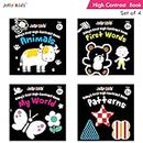 Jolly Kids Baby's First High Contrast Book Set for Newborns Age 0-12 months (Set of 4) | Board Book | Black & White Book
