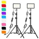 Photography Video Lighting Kit, LED Studio Streaming Light with 9 Color Filters for Camera Photo Desktop Video Recording Filming Computer Webcam Conference Game Stream YouTube TikTok