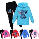 Boys Girls Kids Lilo Stitch Hoodies Jumper Sweatshirt Tops Pants Outfit Clothes