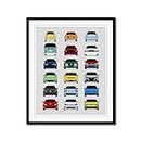 Volkswagen History and Evolution Inspired Car Poster Print Wall Art Handmade Decor of the Best of VW Generations- Multi, 8x10" Satin Print (Unframed) - Perfect Gift for Car Enthusiast