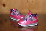 Air Jordan Retro 4 Shoes Girls 7c Pink Foil 2013 487724 607 EUC