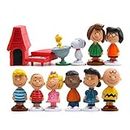 MINLIN 12pcs/Pack Cut Anime Peanuts Figurine Charlie Brown and Friends Beagle Woodstock Miniature Model Kids Toy Gift Animation Action