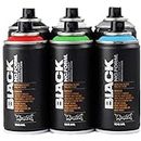 Montana Black Pocket Can Spray Pain, 150 ml, Assorted Colours, MT3144, 6er Montana Black 150ml Set, 6er Montana Black Value Sets