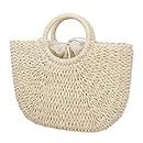 MaoXinTek Straw Shoulder Bag Women Round Weave Handbag Casual Tote Large Hand-woven Summer Beach Purse for Travel and Vacation …