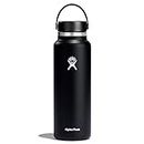 Hydro Flask Water Bottle - Stainless Steel & Vacuum Insulated - Wide Mouth 2.0 with Leak Proof Flex Cap - 40 oz, Black