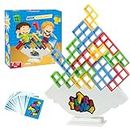 48pcs Tetra Tower Balance Stacking Game, Board Table Games with 55 Cards,2 Players Balance Team Building Blocks Toy for Girls Boys Adults Party Favors Classroom,Child Interactive Balance Toy