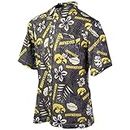 Wes and Willy Mens College Sports Fan Shirt Hawaiian-Vintage Floral Short Sleeve Button Down (Iowa Hawkeyes,Large) Black