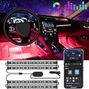 Govee RGB Car LED Strip Light, 2-Line Design Waterproof 4pcs 22cm, APP Control Interior Lighting Kit, Music Sync, DIY Mode, Under Dash with Charger