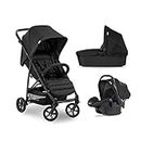 Hauck Rapid 4 Trioset Travel System, Black - Pushchair - Pram, Carry Cot & Car Seat, Compact & Foldable, with Raincover