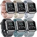 6 Pack Sport Bands Compatible with Fitbit Blaze Bands for Women Men, Replacement Soft Silicone Wristbands Compatible for Fitbit Blaze Rose Gold, Silver, Gold, Black, Gray, Slate, Large