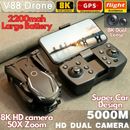 DRONES With HD Camera 8K Dual Quadcopter 5G Wifi GPS Large Battery 6Ch V88 NEW