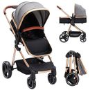 Baby Stroller 2 in 1 w/Adjustable Canopy & 5-Point Harness for Infant & Toddler