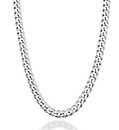 Miabella Solid 925 Sterling Silver Italian 5mm Diamond Cut Cuban Link Curb Chain Necklace for Women Men, Made in Italy, Sterling Silver