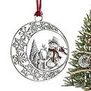 Metal Christmas Tree Ornaments,Christmas Decorative Ornament Snowman/Tree Shape - Christmas Home Car Backpack Pendant Gifts for Boys, Girls, Teens